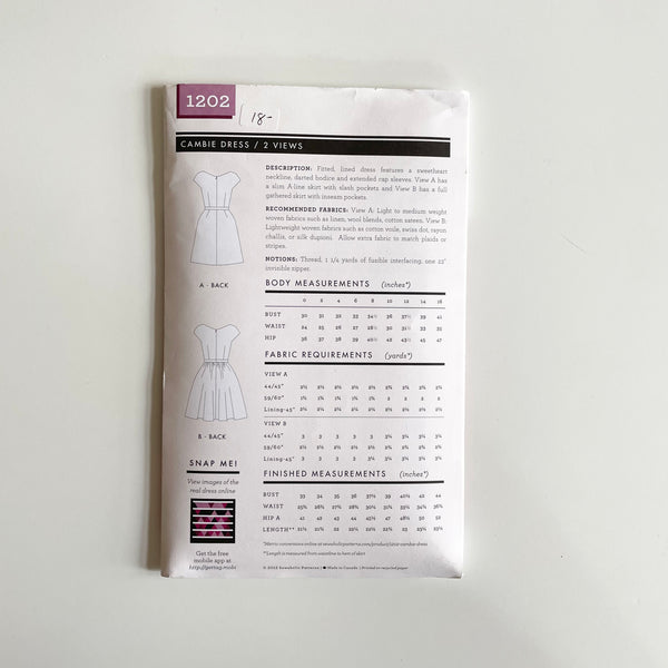 Sewaholic Patterns : Cambie Dress