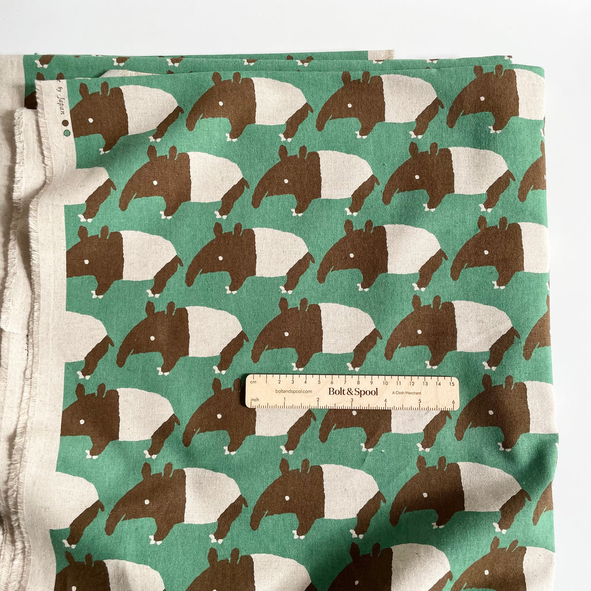 Sevenberry Cotton / Linen Canvas - Tapirs on Green
