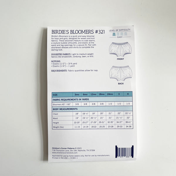 Children's Corner : Birdie's Bloomers