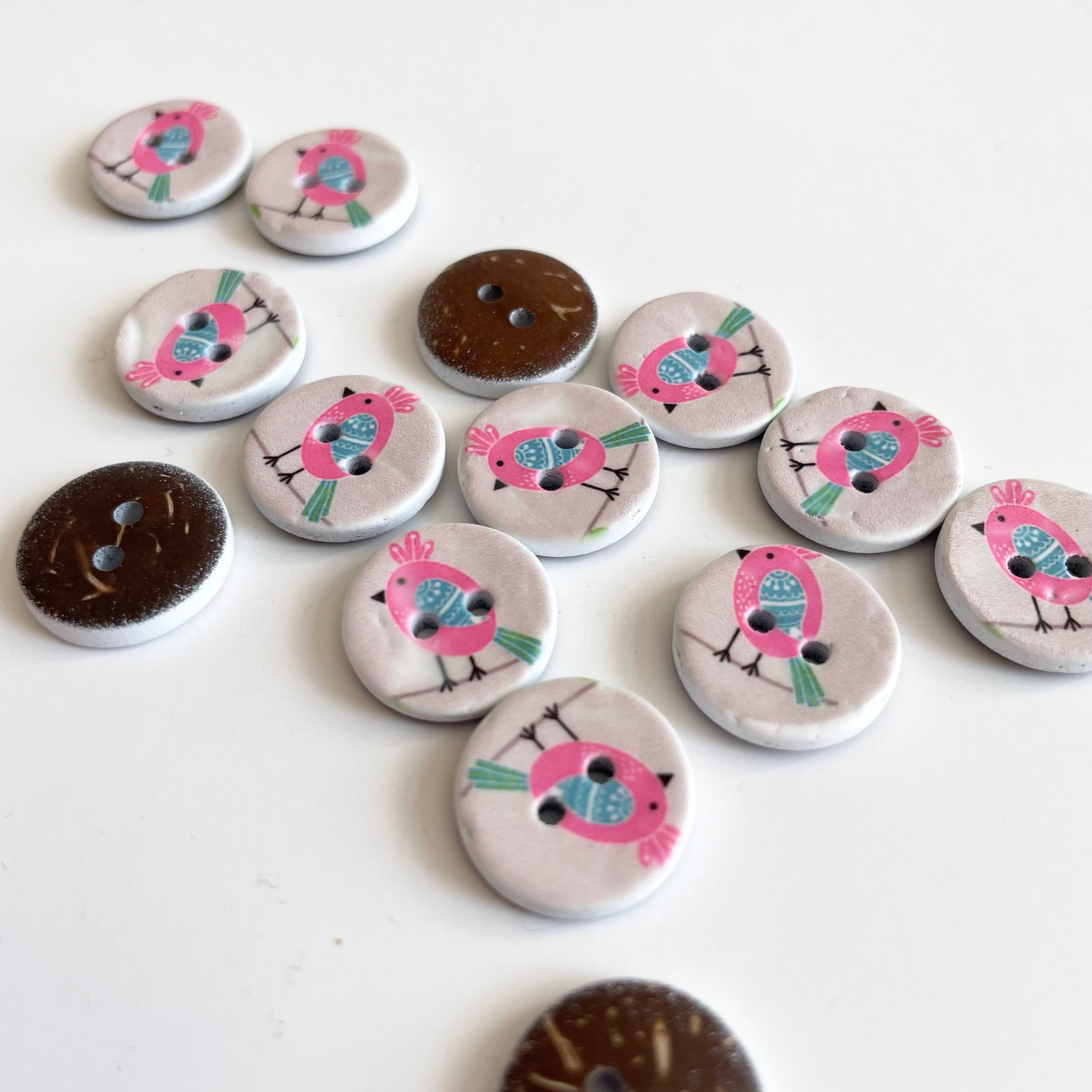 Coconut Button - Birdie Pink