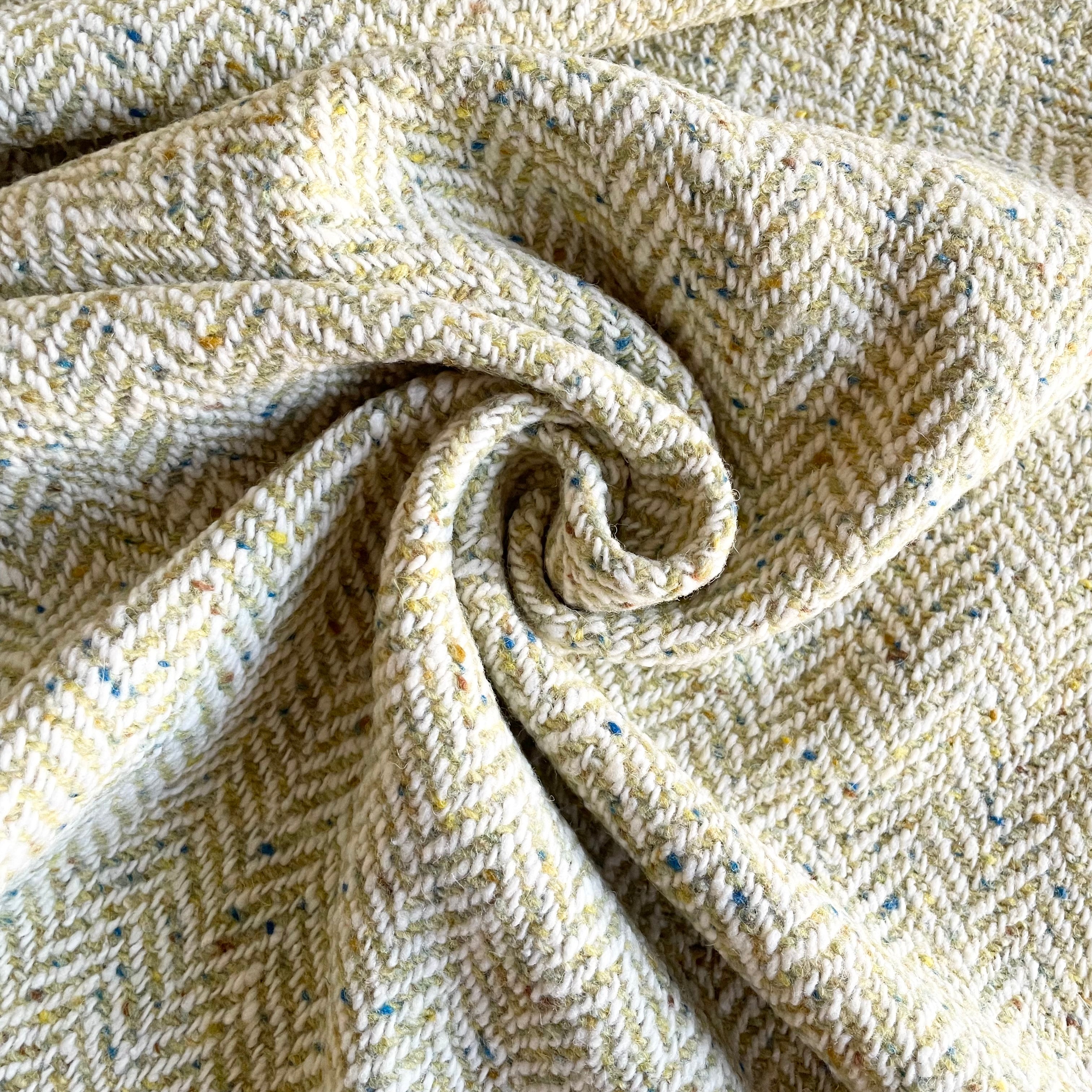 Italian Wool Herringbone Tweed - Green