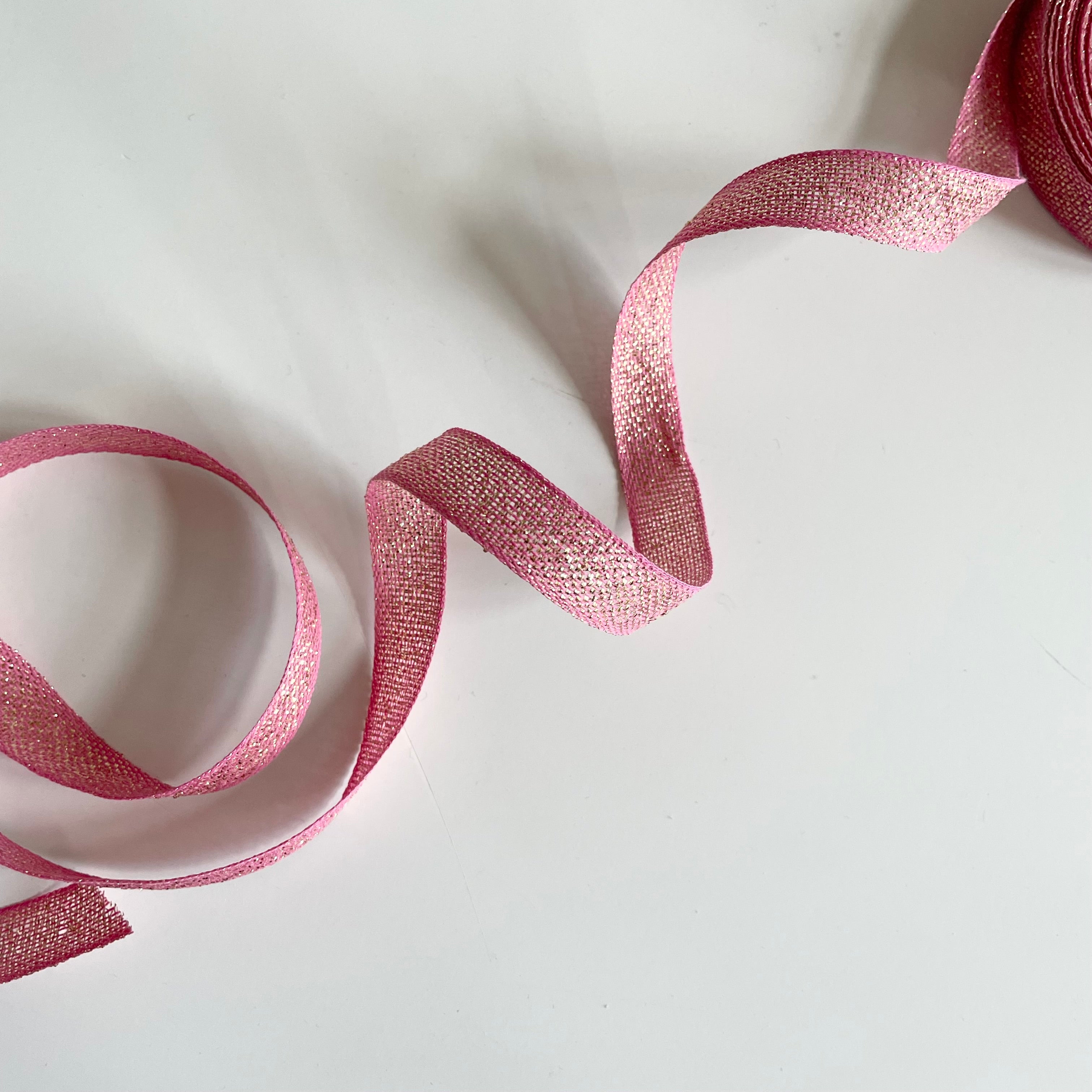 Studio Carta : Loose Weave Metallic Cotton Ribbon - Fuchsia / Gold