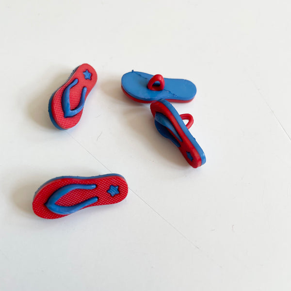 Plastic Flip Flop Button - Red / Blue
