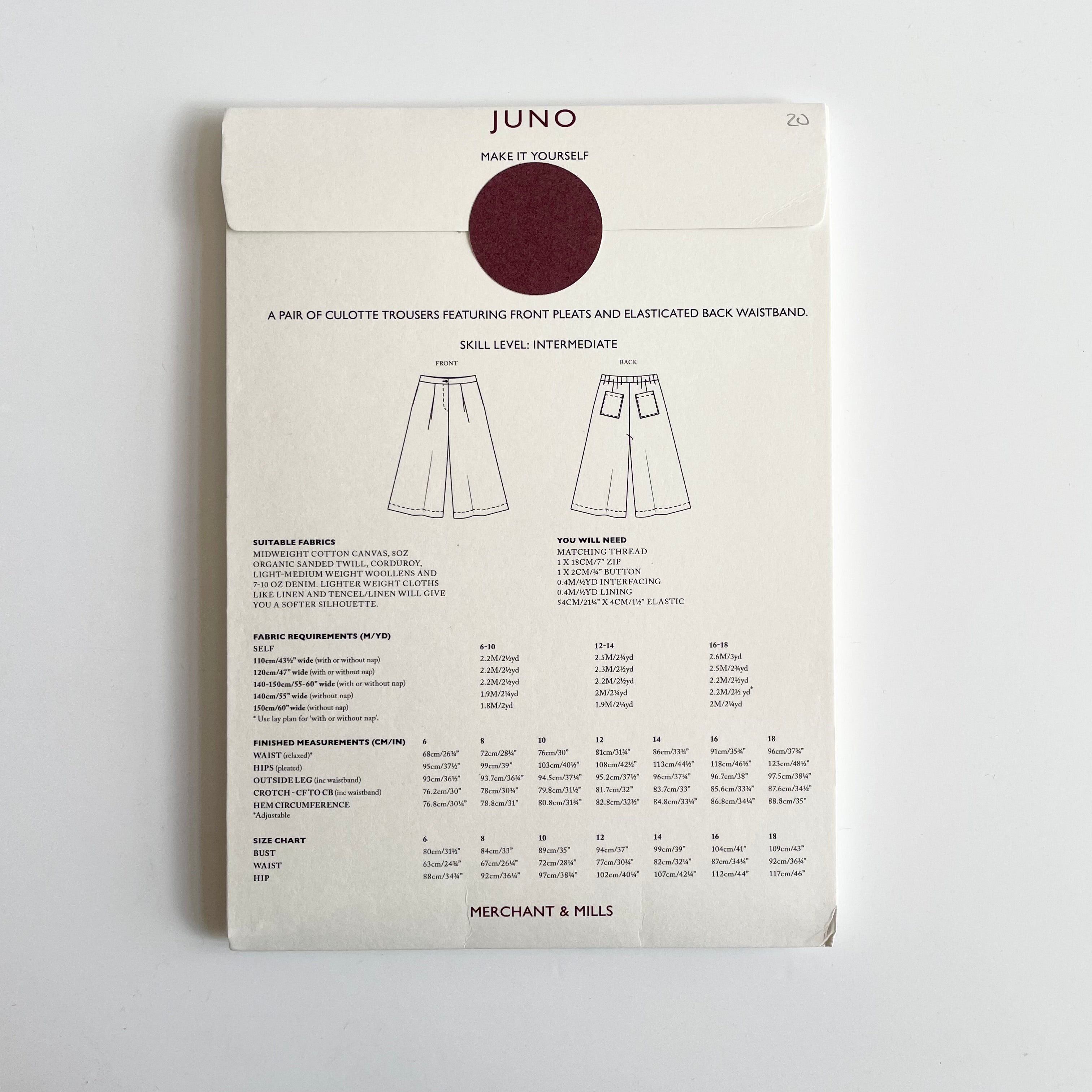 Merchant & Mills Pattern : Juno Sizes 6 - 18