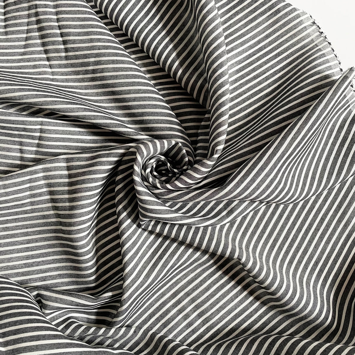 Cotton / Rayon Twill - Black & White Stripe