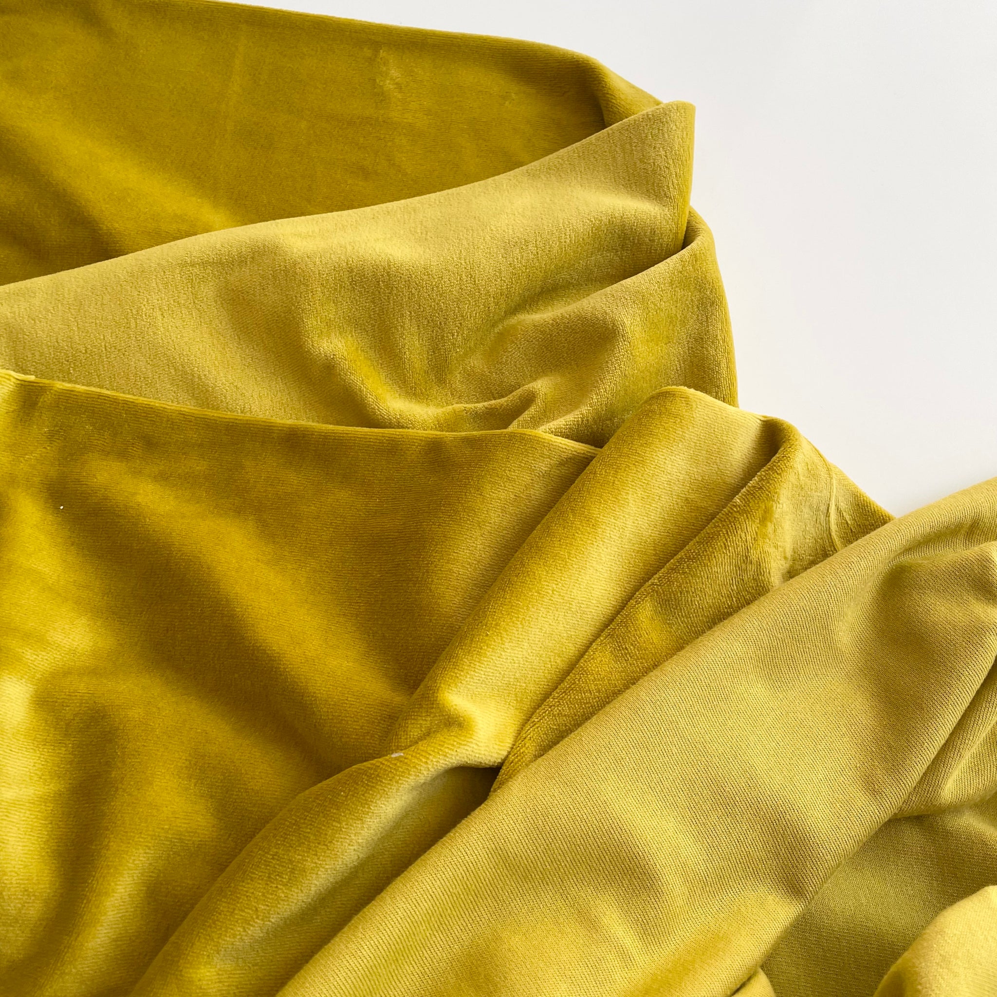 Organic Cotton Knitted Velour - Olive Oil