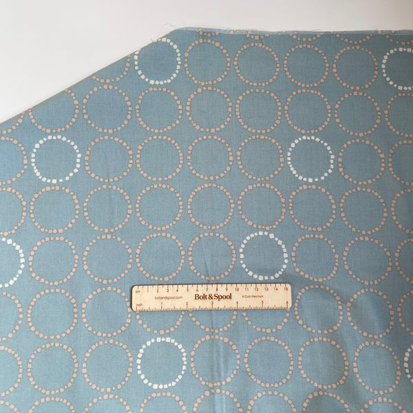 Koizumi Dotted Circles - Beige on Blue