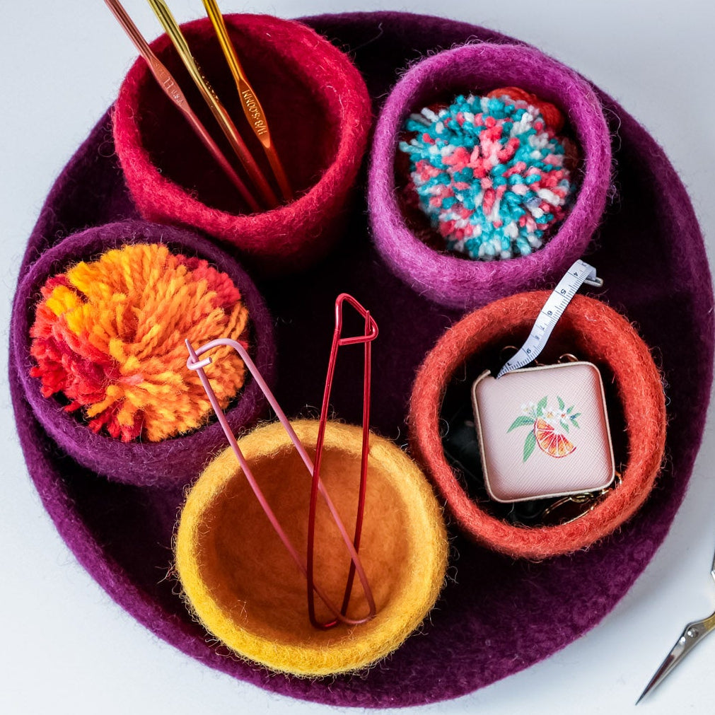 Felted wool organiziaton bowls