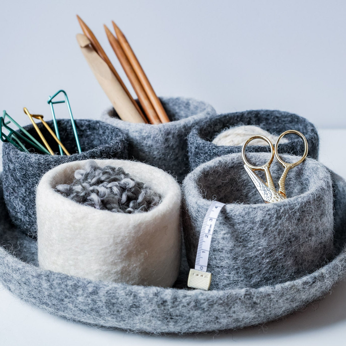 Felted wool organiziaton bowls