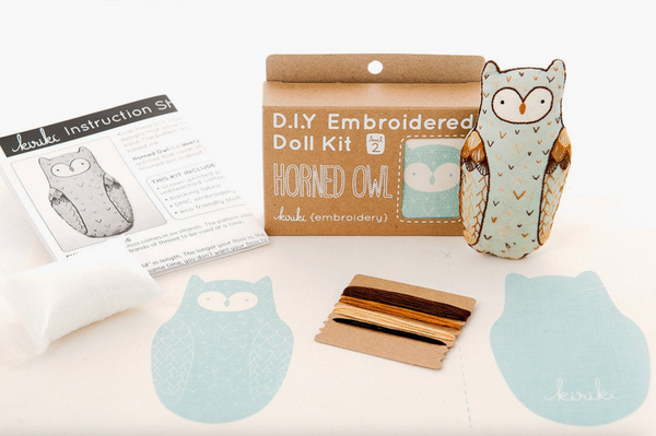 Kiriki Press Embroidered Doll Kit - Horned Owl