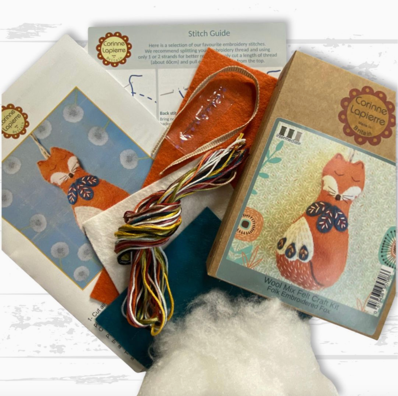 Corinne Lapierre : Embroidered Felt Kit - Folk Fox