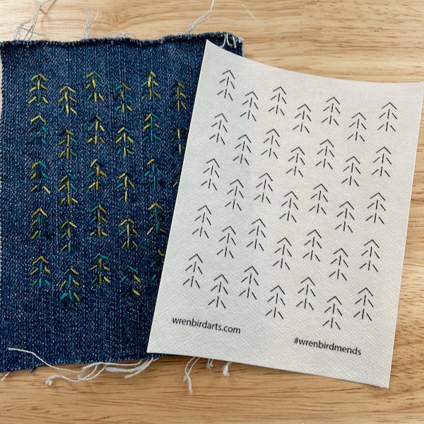 Wren Bird Arts : Washable Mending Patterns #11 Neon Green Nature