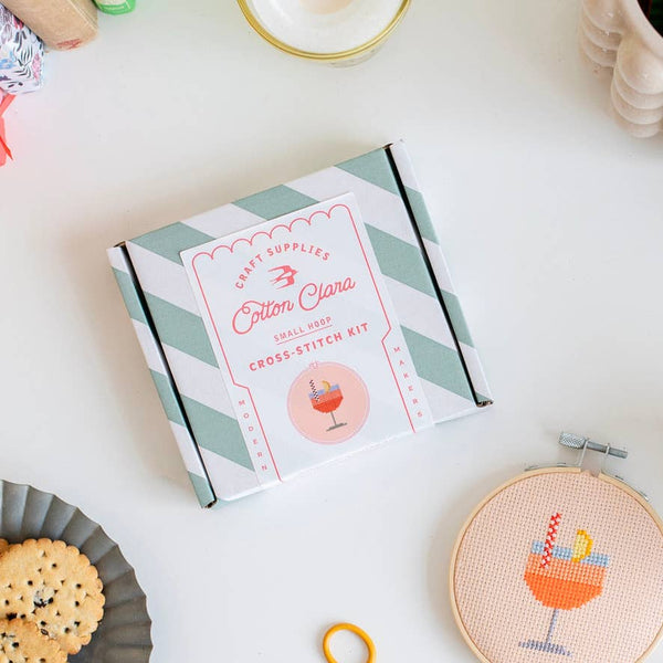 Cotton Clara : Counted Cross Stitch Kit - Aperol Cocktail