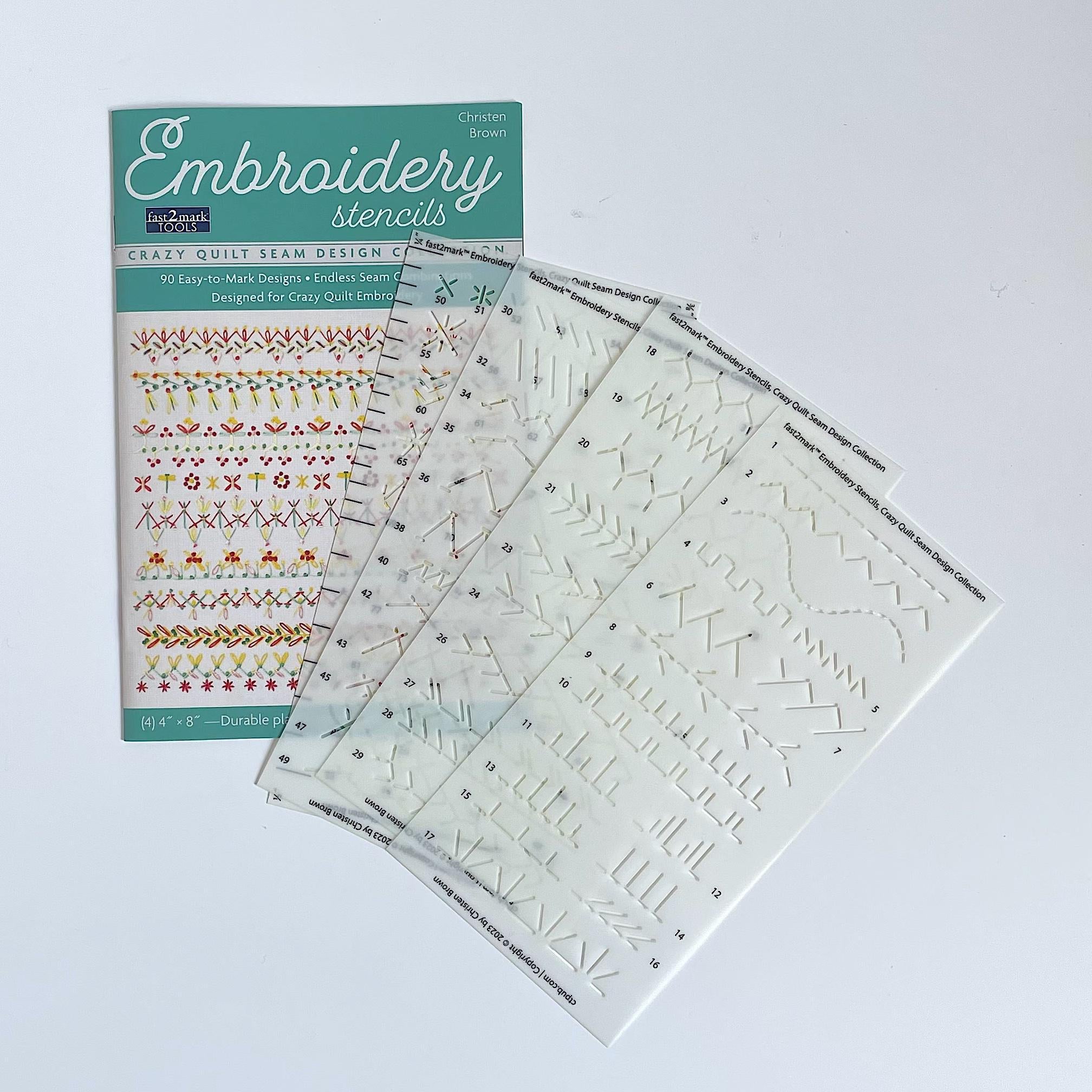 fast2mark™ Embroidery Stencils - Essential Collection: 90+ Easy-to-Mark  Designs - Endless Combinations • Perfect for Crazy Quilting • Accurate