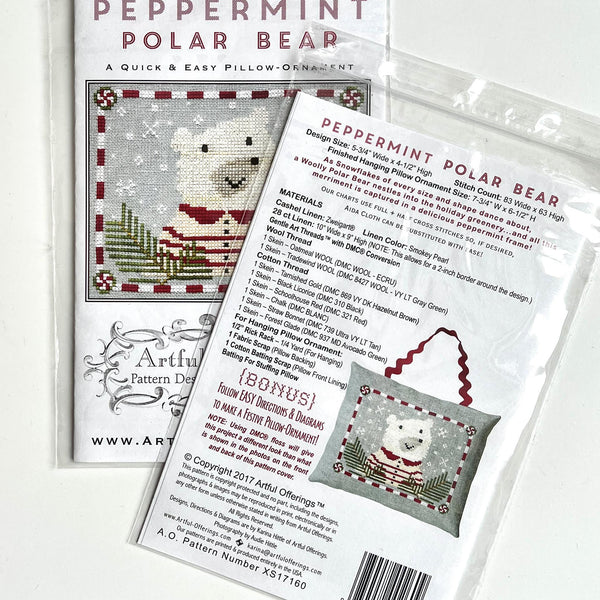 Counted Cross Stitch Pattern: Peppermint Polar Bear