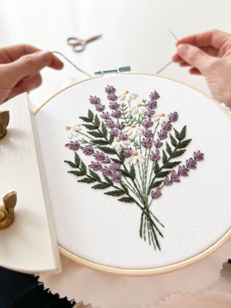 Matryoshka :  Lavender and Daisies Embroidery Kit