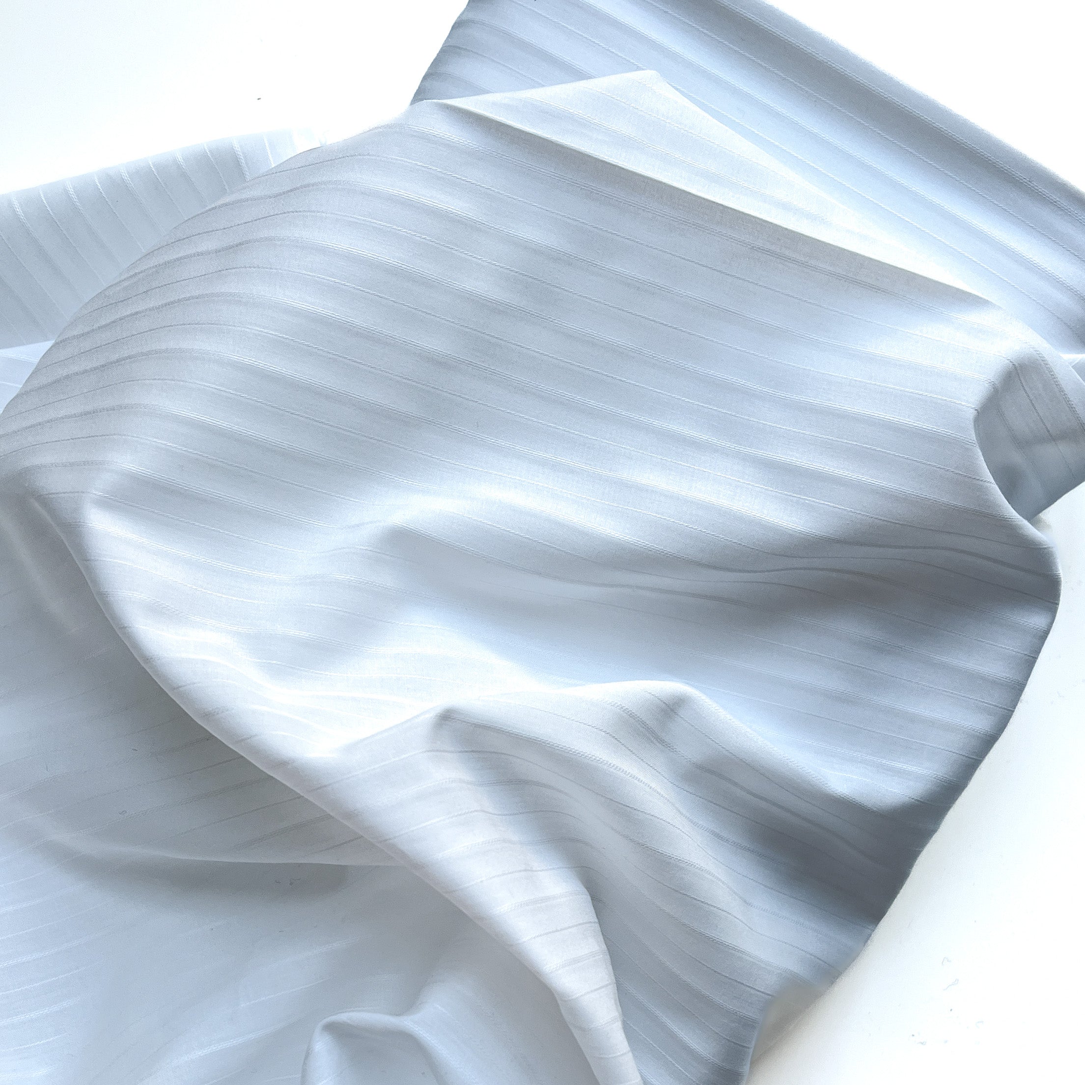 Pima Cotton Stripe Shirting - White on White