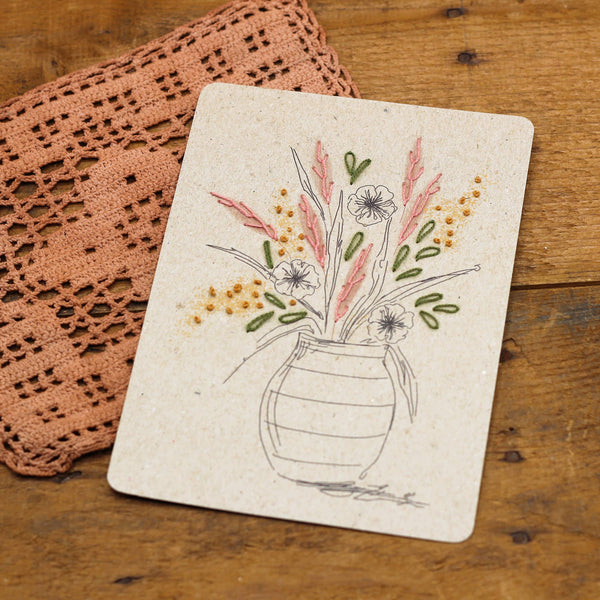 Rue de Pleine Lune :  Striped Bouquets Embroidery Card Set