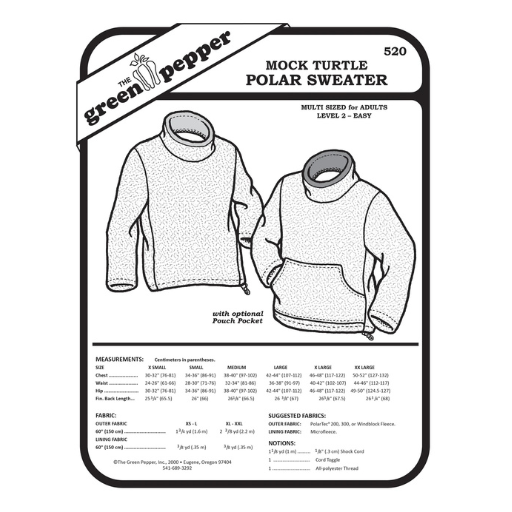 Green Pepper mock turtle polar sweater sewing pattern
