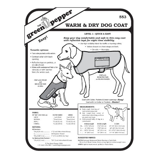 green pepper dog coat sewing pattern
