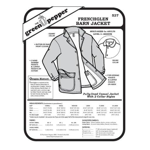 Green Pepper Frenchglen Barn Jacket Pattern
