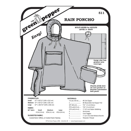 green pepper adult poncho sewing pattern