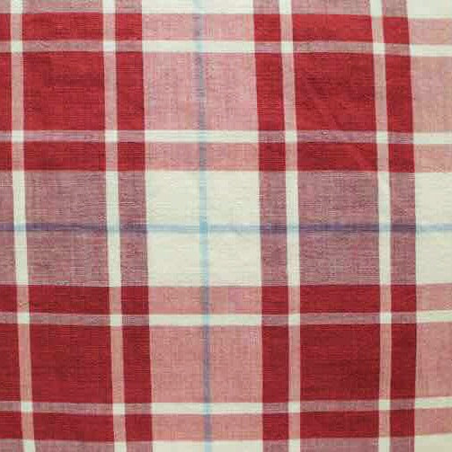 italian cotton and hemp red plaid