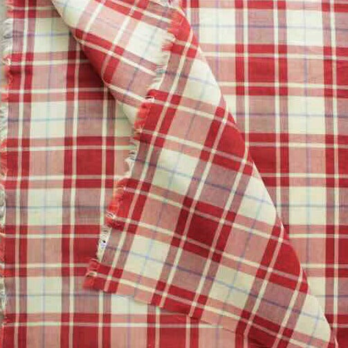 italian cotton and hemp red plaid