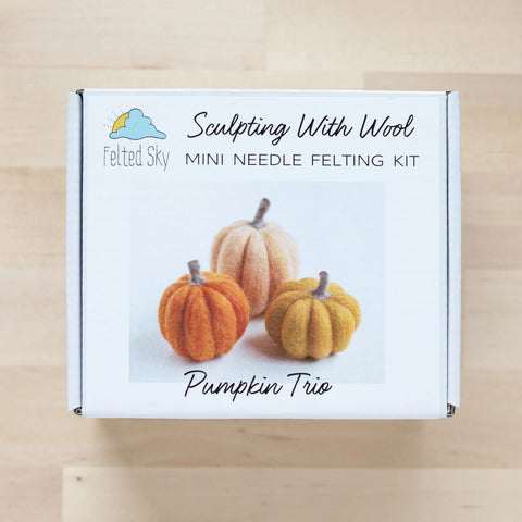 Felted Sky Mini Needle Felting Kit : Pumpkin Trio