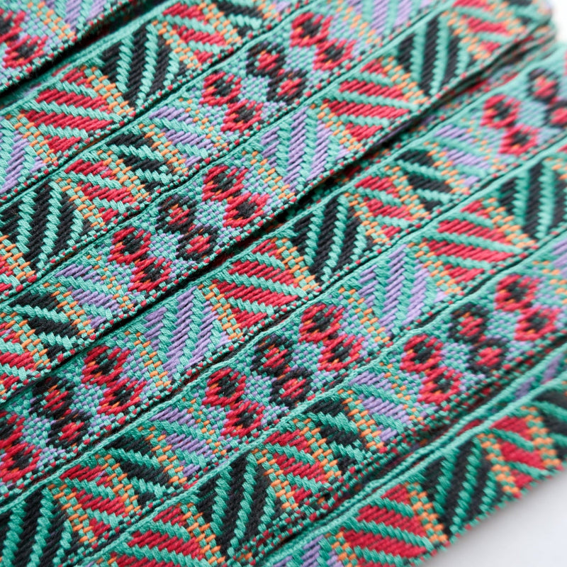 vintage woven multi color geometric pattern jacquard ribbon