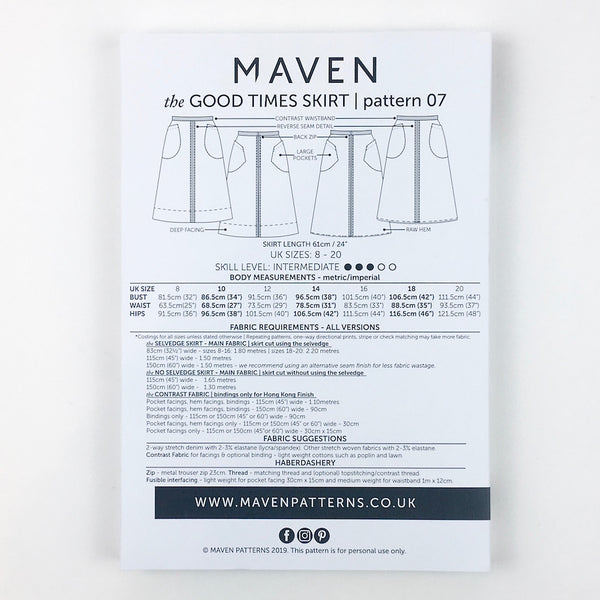 The Good Times Skirt Pattern by Maven