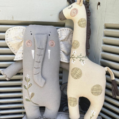 elephant & giraffe stuffed animal sewing pattern