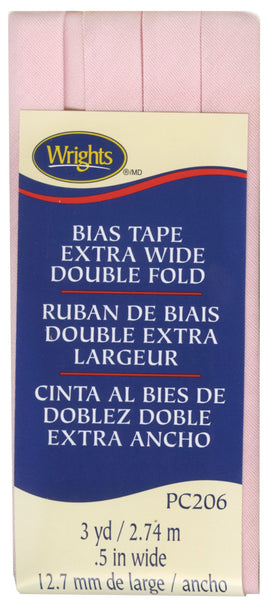 Wrights Extra Wide Double Fold Bias Tape Lilght Pink