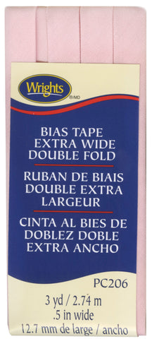 Wrights Extra Wide Double Fold Bias Tape Lilght Pink