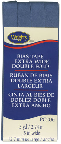 Wrights Extra Wide Double Fold Bias Tape Stone Blue