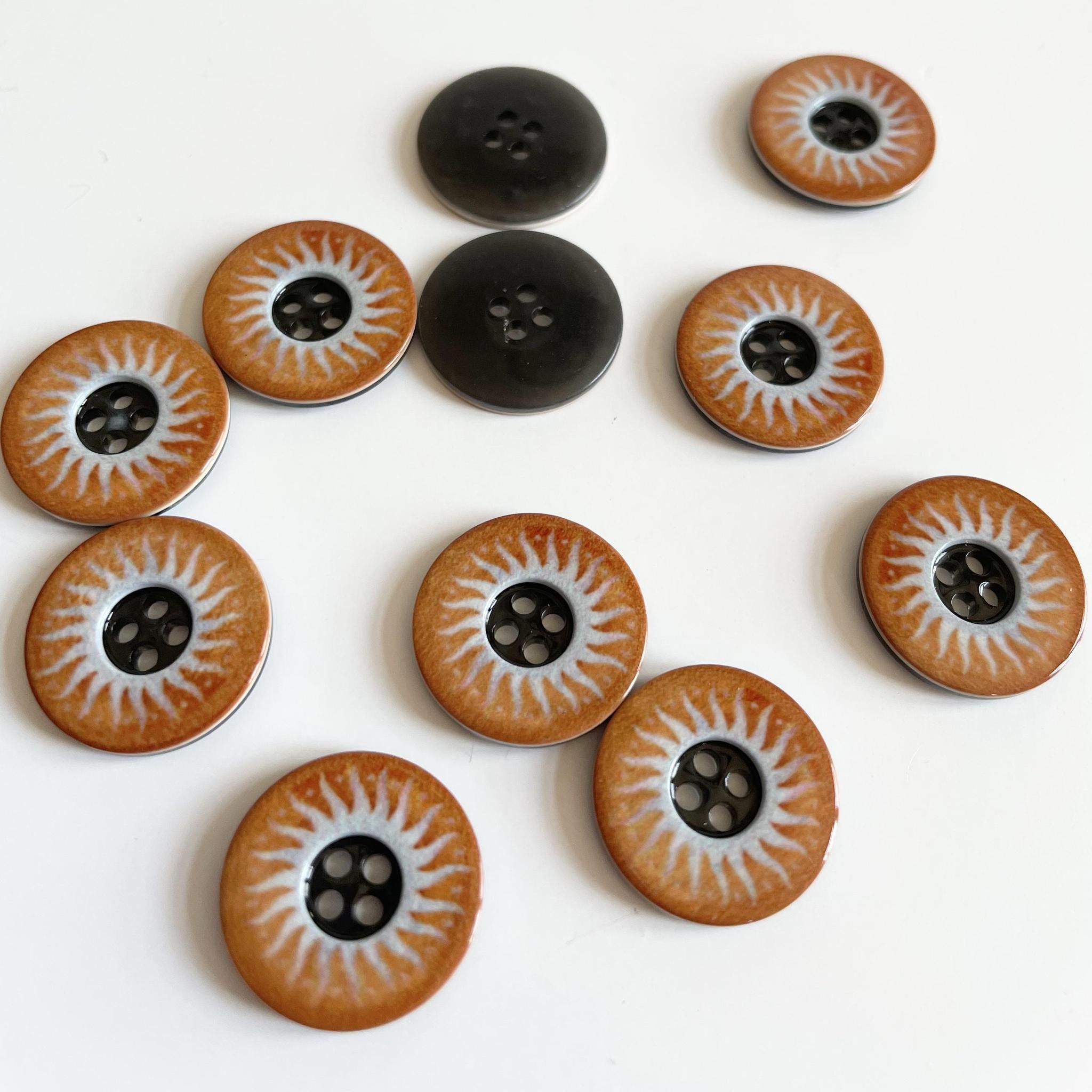 Plastic Sunburst Button - Orange