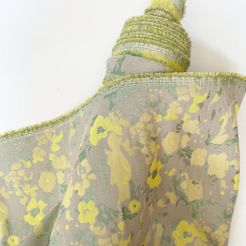 FCN Textiles : Freshness Brocade - Silver / Yellow