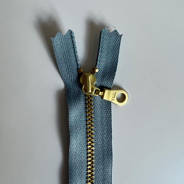 Six-inch Brass Gold Donut-pull Zippers