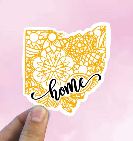 Ohio Mandala State Yellow Vinyl Sticker