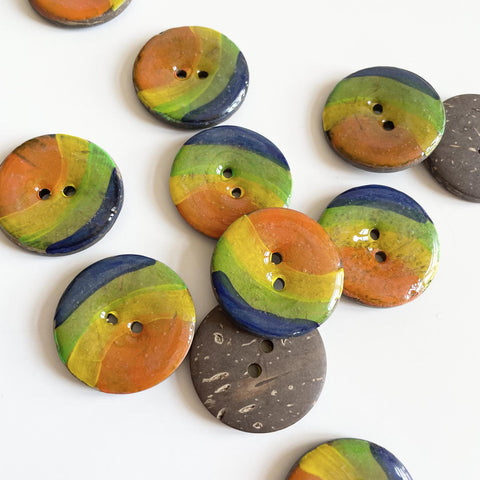 Coconut Resin Button - Rainbow