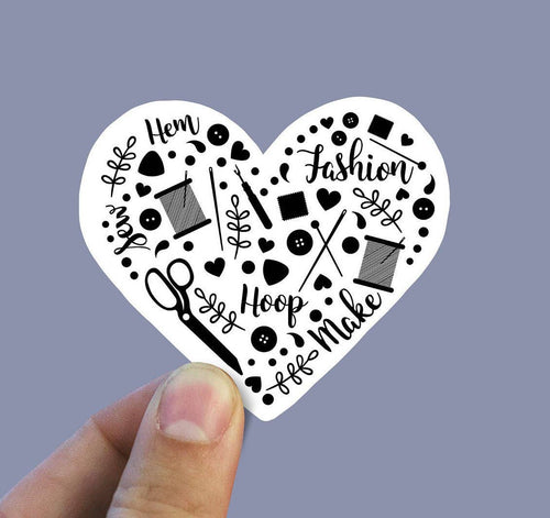 Sewing Heart Vinyl Sticker