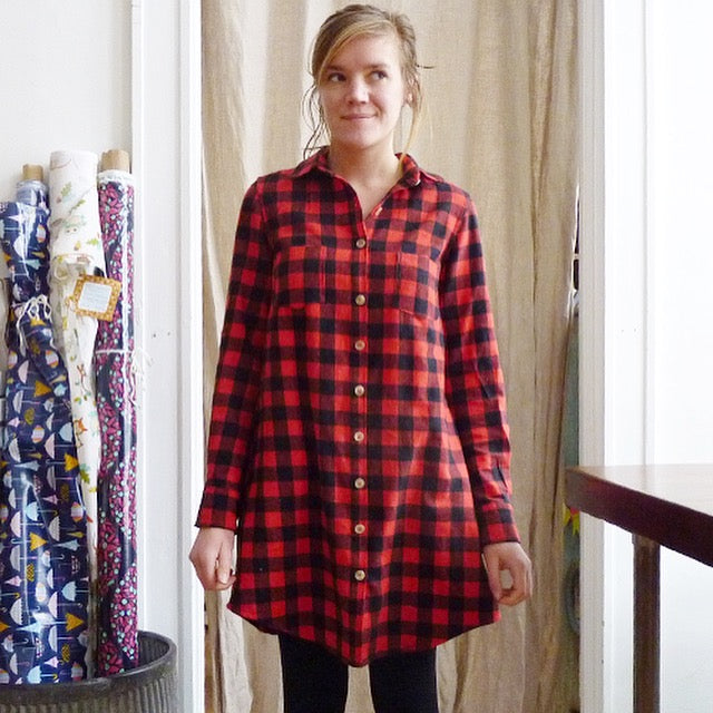 grainline studio alder archer dress buffalo plaid flannel