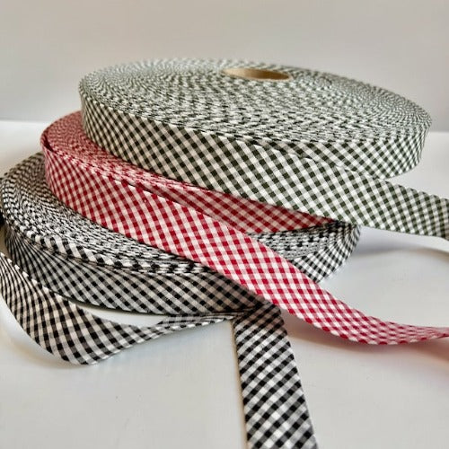 Gingham Bias Tape - Kombu Green