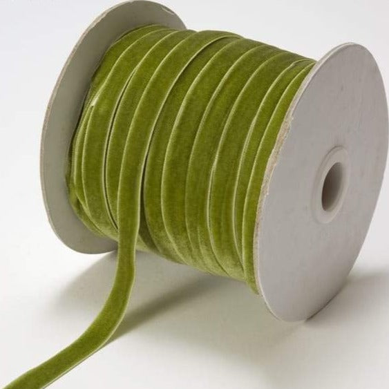 3/8" wide green velvet ribbon