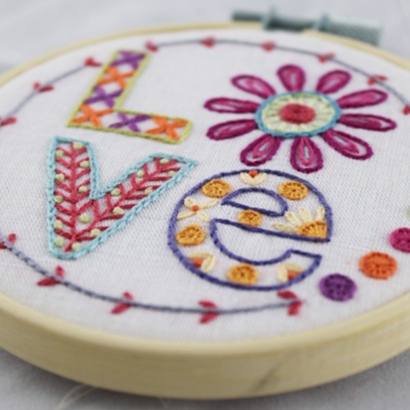 chatdanslaiguille embroidery kit LOVE