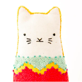 Kiriki Press Embroidered Doll Kit - Fiesta Cat