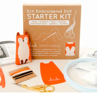 Kiriki Press Embroidered Fiesta Cat doll kit