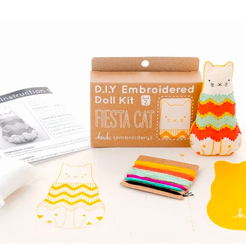 Kiriki Embroidered Fiesta Cat doll kit