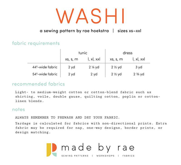 Made by Rae : Washi Dress and Tunic Pattern