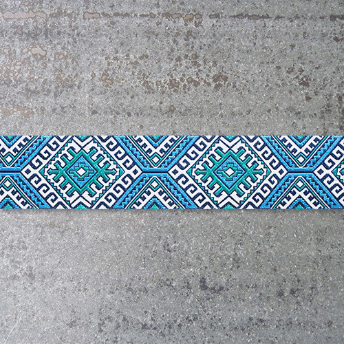 Amy Butler Ribbon : Blue & Camel Blanket jacquard ribbon